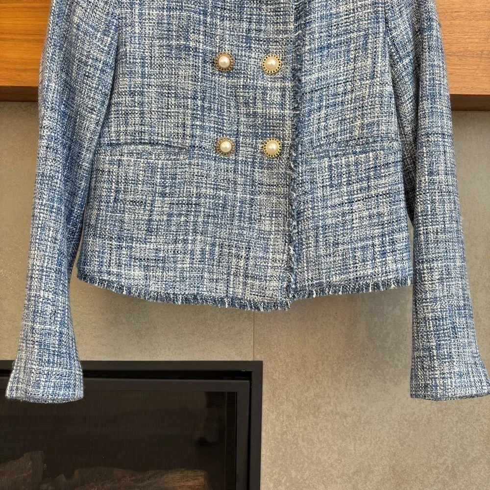 Maeve by Anthropologie Jacket Blazer Tweed Double Breasted, Size 00 - Picture 5 of 16